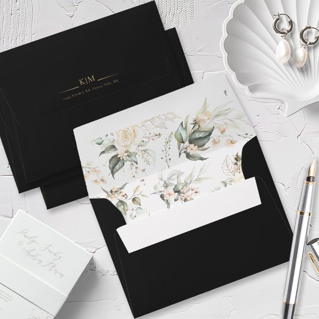 Enveloppe Mariage Ebony Pearl Floral Elegance ID989 (Créateur téléchargé)