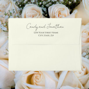 Enveloppe Mariage écriture moderne couleur ivoire