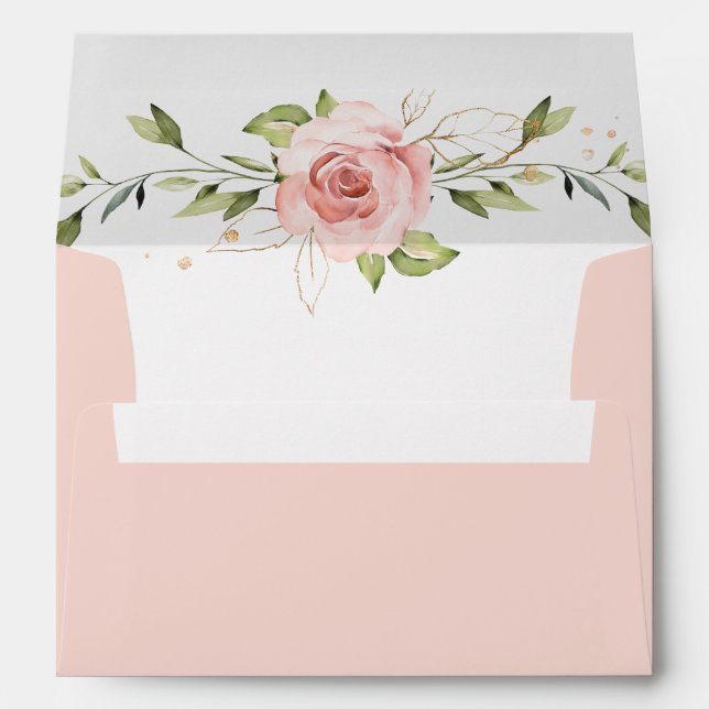 Enveloppe Mariage élégant à l'eucalyptus rose vif (Dos (Bas))