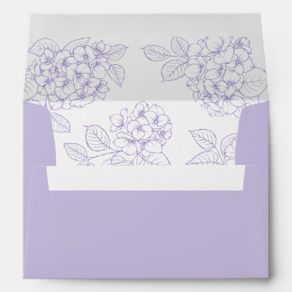 Enveloppe Mariage Élégant aux Hortensias Violets