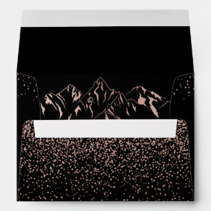 Enveloppe Mariage élégant Black & Rose Gold Mountain