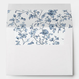 Enveloppe Mariage élégant bleu chinoiserie
