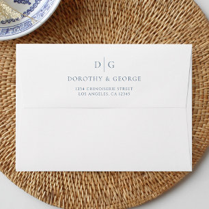 Enveloppe Mariage élégant bleu chinoiserie