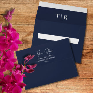 Enveloppe Mariage élégant bleu marine
