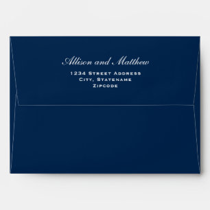 Enveloppe Mariage élégant bleu marine et blanc