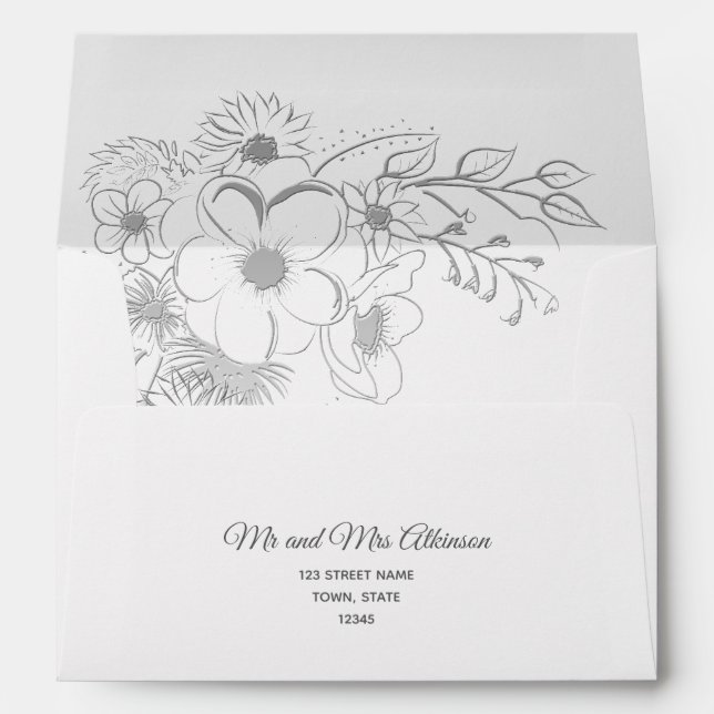 Enveloppe Mariage Élégant Bohème Floral Chic (Dos (Bas))