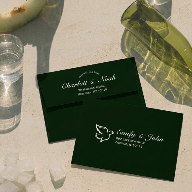 Enveloppe Mariage Élégant Chic Émeraude Vert Vieille Fortune (Créateur téléchargé)