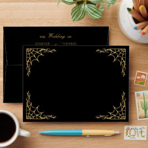 Enveloppe Mariage élégant de toile d'araignée gothique Hallo