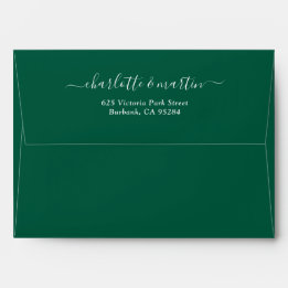 Enveloppe Mariage élégant écriture vert émeraude