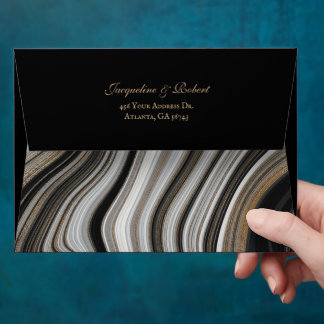 Enveloppe Mariage élégant en marbre noir et or