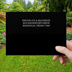 Enveloppe Mariage Élégant en Noir et Blanc