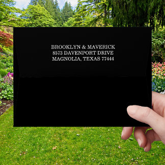 Enveloppe Mariage Élégant en Noir et Blanc