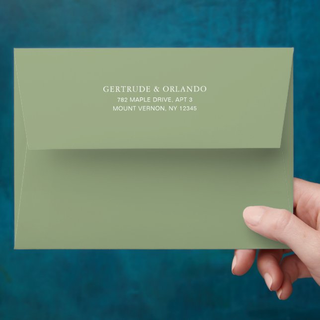 Enveloppe Mariage élégant et élégant classique Sage Green (Hand)