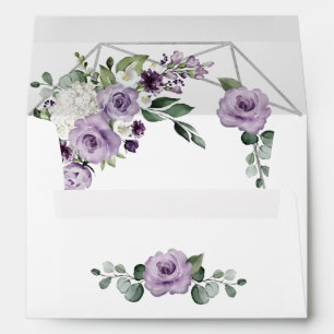 Enveloppe Mariage élégant et géométrique floral et argenté v