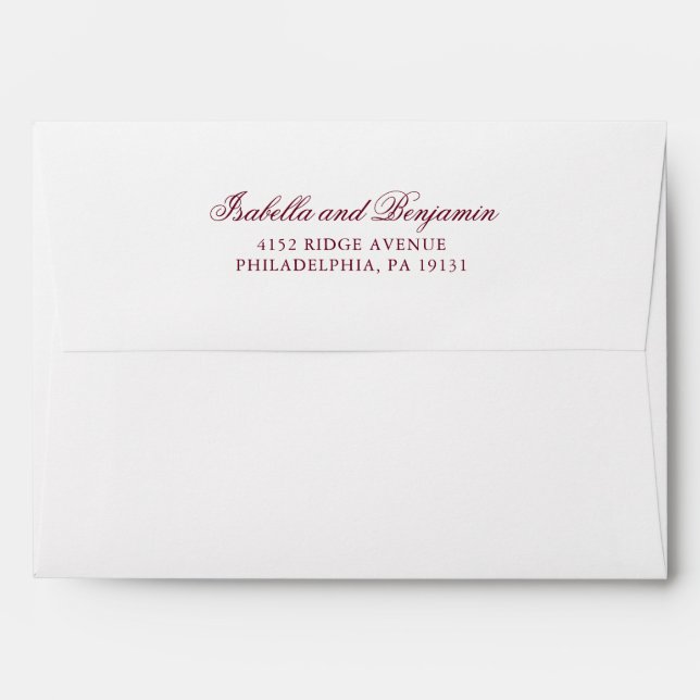 Enveloppe Mariage élégant et traditionnel de Bourgogne (Dos (Haut rabat))