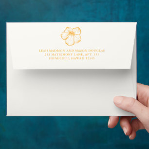 Enveloppe Mariage Élégant Fleur Jaune Beurre Moderne