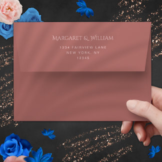 Enveloppe Mariage élégant minimaliste Dusty Rose & Rose Blus