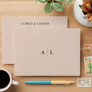 Enveloppe Mariage Élégant Minimaliste Moderne Monogramme Bei