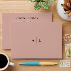 Enveloppe Mariage Élégant Minimaliste Moderne Monogramme Ros