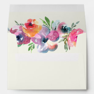 Enveloppe Mariage Élégant Moderne Fleurs Aquarelle Boho