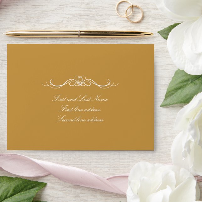 Enveloppe Mariage élégant moderne personnalisé or et blanc (Wedding)