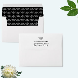Enveloppe Mariage élégant noir et blanc
