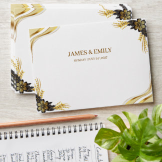 Enveloppe Mariage élégant noir et or