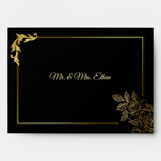 Enveloppe Mariage élégant noir et or