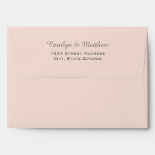 Enveloppe Mariage Élégant Rose Pâle et Argent Gris