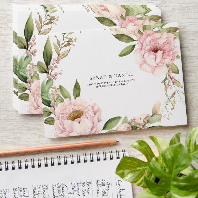 Enveloppe Mariage élégant rose Pêche Florale (Stacked)