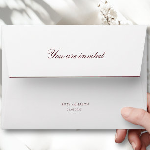 Enveloppe Mariage élégant royal blanc et burgundy