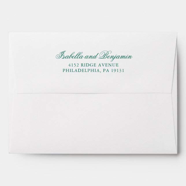 Enveloppe Mariage élégant traditionnel vert émeraude (Dos (Haut rabat))
