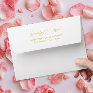 Enveloppe Mariage élégant White Gold Nom Adresse de retour 5