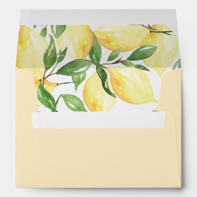Enveloppe Mariage élégante de citrons rustiques (Dos (Bas))