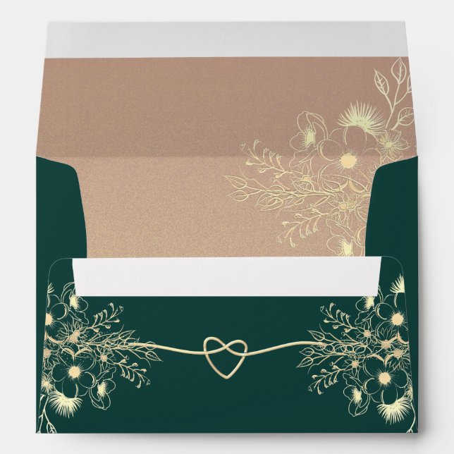 Enveloppe Mariage Emerald Green Gold (Dos (Bas))