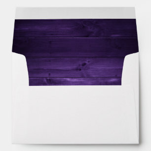 Enveloppe Mariage en bois rustique de campagne violet