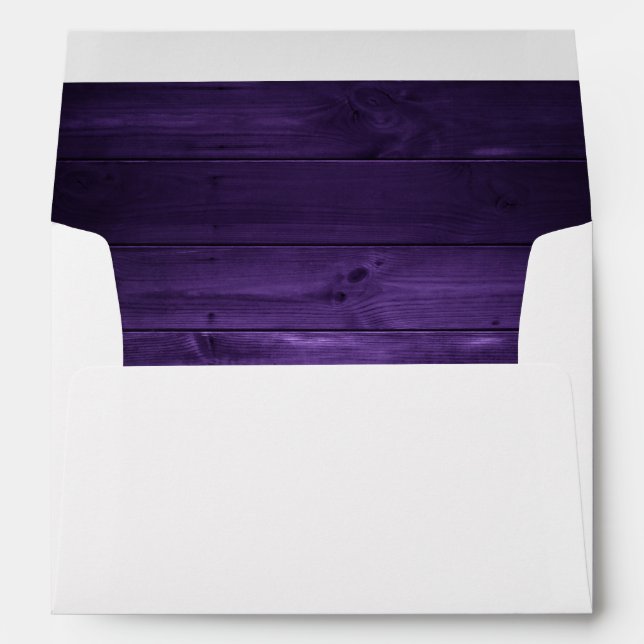 Enveloppe Mariage en bois rustique de campagne violet (Dos (Bas))
