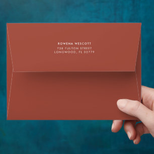 Enveloppe mariage en brique brûlée moderne et élég