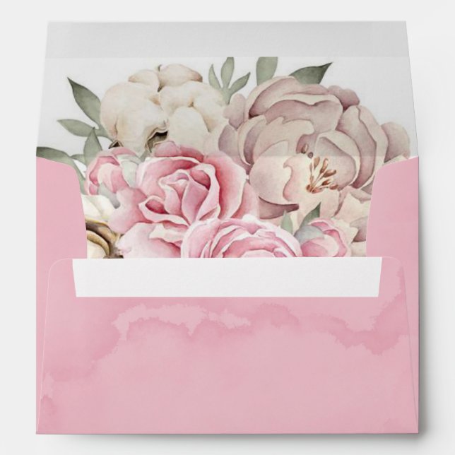 Enveloppe Mariage en coton blanc à base de crème rose pâle (Dos (Bas))