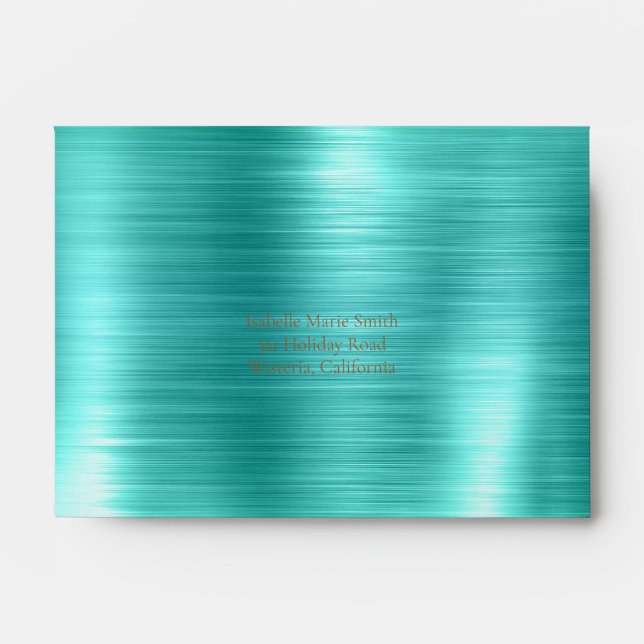 Enveloppe Mariage en cuivre Faux turquoise Metallic Faux RSV (Devant)