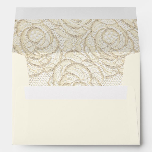 Enveloppe Mariage en dentelle d'ivoire - bleu ardo (Dos (Bas))