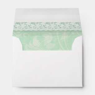 Enveloppe mariage en dentelle verte et blanche
