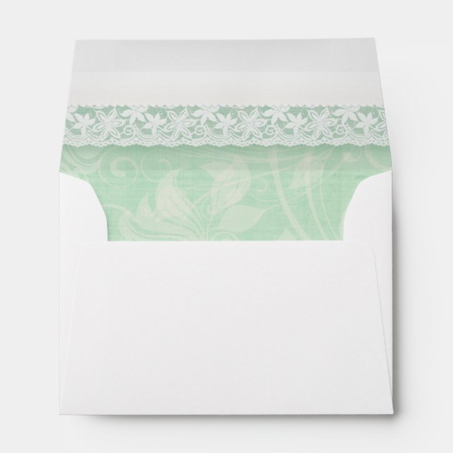 Enveloppe mariage en dentelle verte et blanche (Dos (Bas))