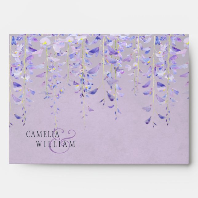 Enveloppe Mariage en dentelle violette moderne RSVP (Devant)