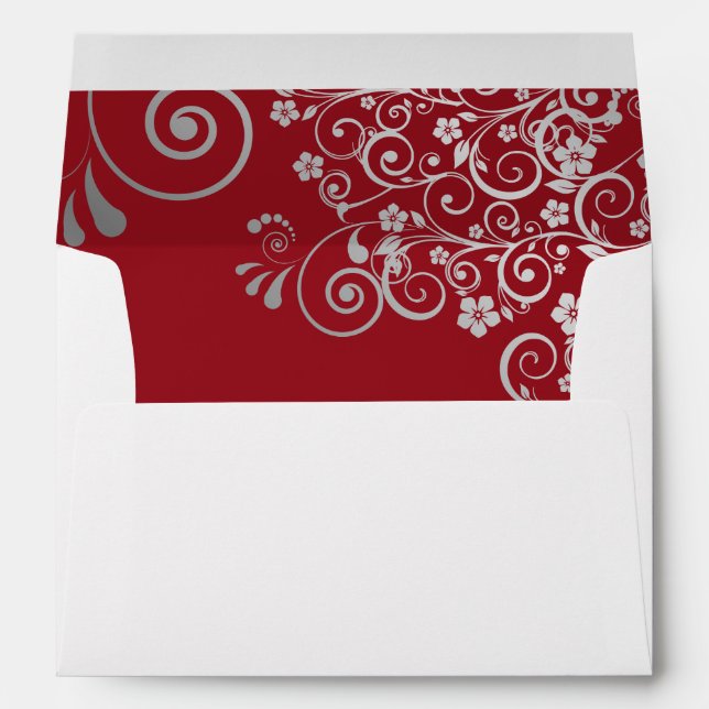 Enveloppe Mariage en fibre simple et élégant rouge et gris (Dos (Bas))
