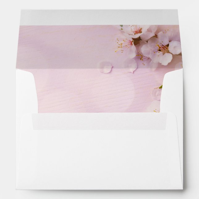 Enveloppe Mariage en Fleur de Cerise Blanche Invite Envelopp (Dos (Bas))