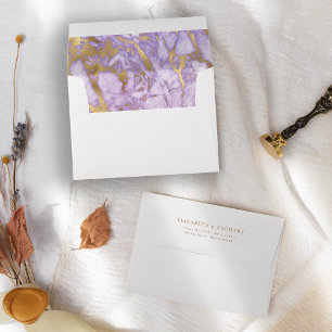 Enveloppe Mariage en marbre doré Lavender