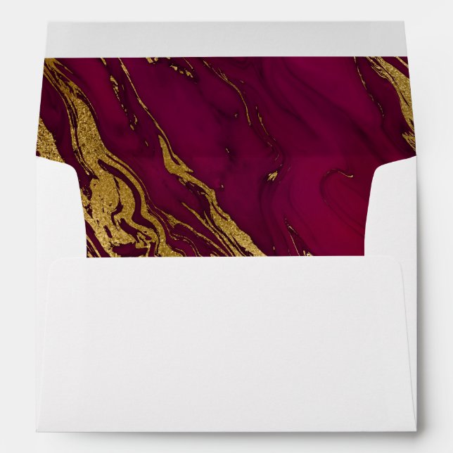Enveloppe Mariage en marbre rouge Bourgogne (Dos (Bas))