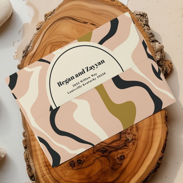 Enveloppe Mariage en or noir rose Arc à arc rétro (Créateur téléchargé)