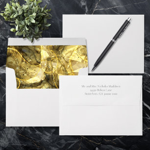 Enveloppe Mariage en pierre de taille noire or Topaz